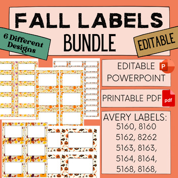 Preview of FALL HALLOWEEN THANKSGIVING Labels Bundle Avery 5160, 5162, 5163, 5164, 5168