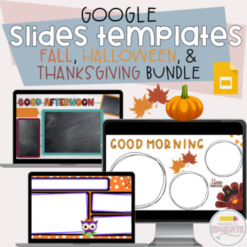 Preview of FALL, HALLOWEEN, THANKSGIVING Google Slides Template Bundle -Daily Agenda Slides