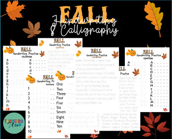 Preview of FALL Handwriting Practice & Alphabet Tracing,Numbers, Words, Sentences Sheets