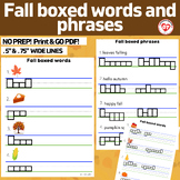 FALL LOWERCASE boxed writing worksheets: box words for let
