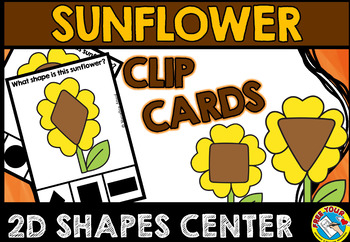 Preview of FALL MATH ACTIVITY PRESCHOOL SUNFLOWER 2D SHAPES KINDERGARTEN CENTER TASK CARDS