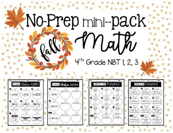 Preview of 4th Grade FALL MATH NO PREP Printables MINI (Place Value/Rounding)