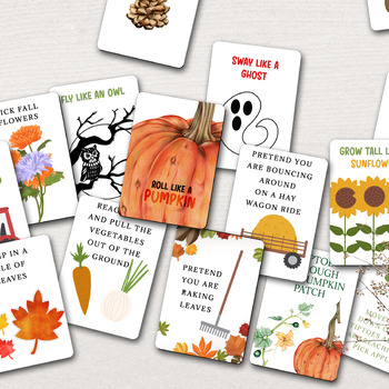 Preview of FALL MOVEMENT CARDS FOR KIDS, AUTUMN SENSORY ACTION CARDS, BRAIN BREAK ACTIVITY