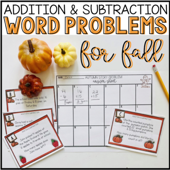 Preview of Fall Math Word Problems Addition and Subtraction for 2nd Grade