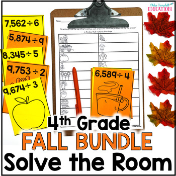 Preview of FALL Math Solve the Room BUNDLE - 4th Grade Math Review Activities