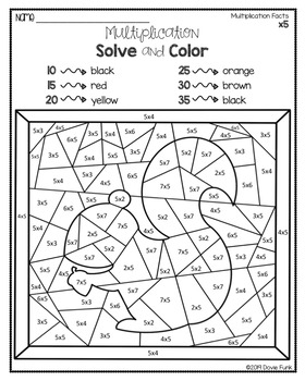 fall multiplication coloring worksheets solve and color by dovie funk