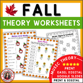 FALL Music Activities - 24 Theory Worksheets Print and Digital