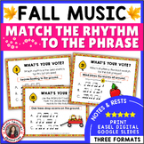 FALL Music Worksheets - Match the Rhythm to the Phrase