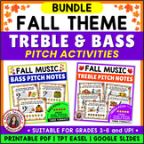 FALL Music Treble and Bass Clef Worksheets  BUNDLE