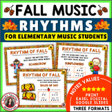 FALL Music Worksheets - Match the Rhythm to the Words