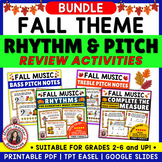 FALL Music Worksheets - Rhythm Treble and Bass Clef Worksh