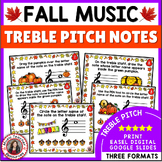 FALL Music Worksheets - Treble Pitch Notes Activities