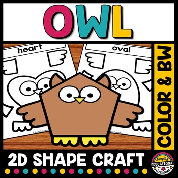 Preview of FALL OWL MATH CRAFT 2D SHAPES ACTIVITY NOVEMBER BULLETIN BOARD IDEA AUTUMN