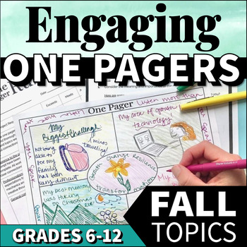 Preview of FALL One Pager Templates and Directions for Middle School and High School
