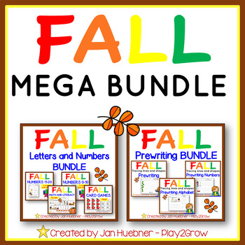 Preview of FALL  MATH Numbers LITERACY Letters  BUNDLE Worksheets Activities Preschool