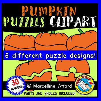 Preview of FALL PUMPKIN PUZZLES CLIPART 2 PIECE TEMPLATE FOR AUTUMN OR HALLOWEEN OCTOBER