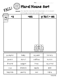 FALL Plural Endings Sort - Change y to i + es Worksheet