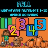 FALL Pre-K/K- Identifying numbers 1-10 digital activity & 
