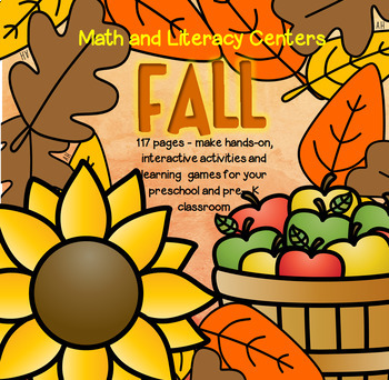 Preview of FALL Theme Math and Literacy Centers and Activities for Preschool 117 pages
