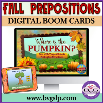 Preview of FALL Prepositions | Following Directions | Halloween BOOM CARDS - Digital