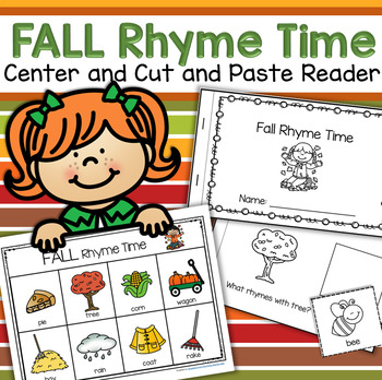 Preview of FALL Rhyming Words Matching Center and Emergent Reader Cut and Paste