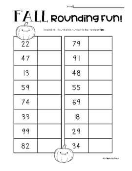 fall rounding numbers leveled worksheet pack tens and hundreds