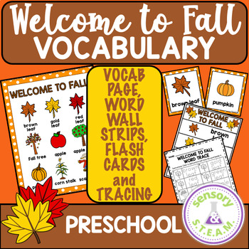 Preview of FALL SEASON THEME VOCAB PAGE, WORD STRIPS, AND TRACING *FREEBIE* | PRESCHOOL