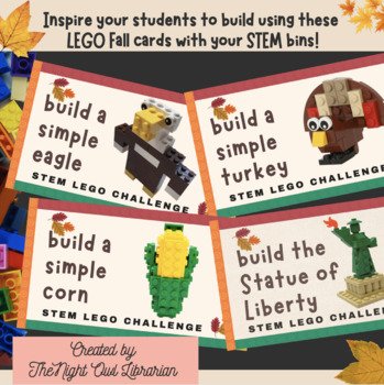Preview of FALL SPECIAL Lego Blocks STEM BIN Challenge Cards for Maker Space