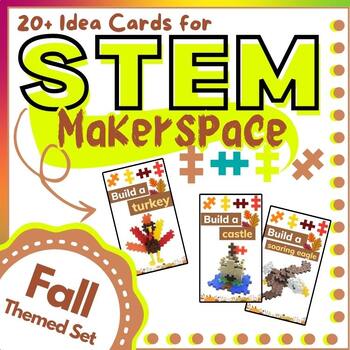 Preview of FALL SPECIAL Plus Plus Blocks STEM BIN Challenge Cards for Maker Space