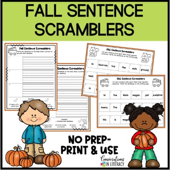 Preview of FALL Sentence Building Activities - FALL Sentence Scramblers Morning Work