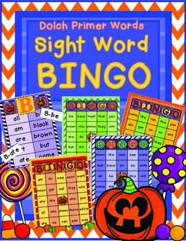 Preview of FALL  Sight Word Bingo Halloween Theme (with Dolch Primer Words)