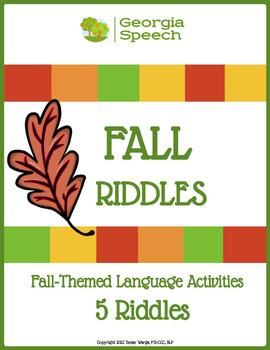 Preview of FALL Speech Therapy Activities-RIDDLES-Inferencing-Free