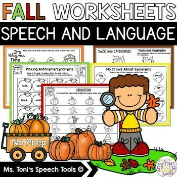 Preview of FALL Speech and Language | No Prep | Speech Therapy Worksheets
