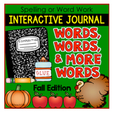 Fall Word Work Foldables Spelling Grammar Vocabulary