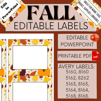 Preview of FALL THANKSGIVING Editable Labels Tags (Avery 5160, 5162, 5163, 5164, 5168)