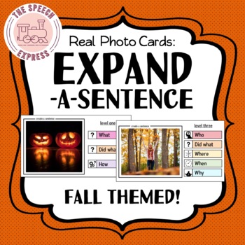Preview of FALL THEMED Expand-A-Sentence Photo Cards for Speech and Language Therapy