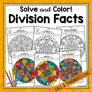 Preview of FALL Thanksgiving Division Facts Color by Code Worksheets