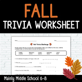 FALL Trivia Challenge Worksheet {DIFFERENTIATED}