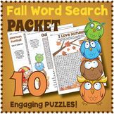 FALL VOCABULARY - 10 Word Search Puzzle Worksheet Activities