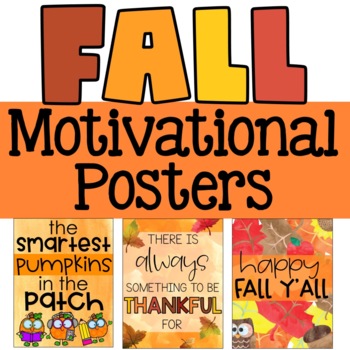 Preview of Fall Motivational Posters and Editable Flag Banners | Mini Fall Decor Kit