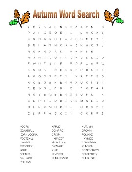 FALL WORD SEARCHES, BUNDLE 5 PAGES, AUTUMN WORD SEARCHES, FALL ACTIVITIES