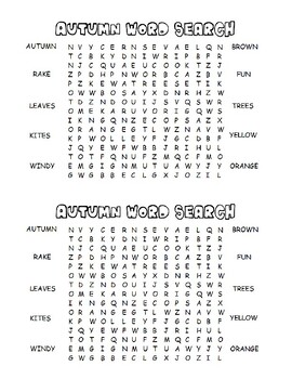 FALL WORD SEARCHES, BUNDLE 5 PAGES, AUTUMN WORD SEARCHES, FALL ACTIVITIES