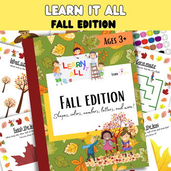 Preview of Fall Preschool Worksheets | Math & ELA | No Prep Pages | Sub Plans | Homeschool