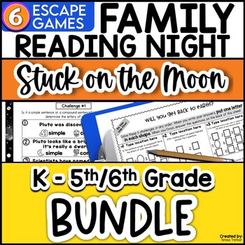 Preview of Family Literacy Night Science Night Space-Themed Escape Games BUNDLE K - 6