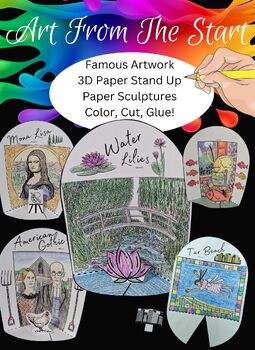 Preview of FAMOUS ARTISTS 3d PAPER SCULPTURES - Color, Cut, Glue - 3rd-8th -SUB PLAN