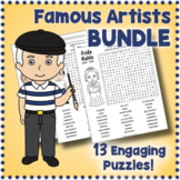 FAMOUS ARTISTS BUNDLE  - 13 Word Search Puzzle Worksheet A