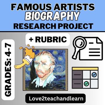 Preview of FAMOUS ARTISTS Biography (ART - HISTORY) RESEARCH PROJECT + RUBRIC