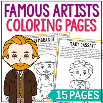 Preview of FAMOUS ARTISTS Coloring Pages | Famous Artist Worksheets | Art History Activity