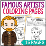 FAMOUS ARTISTS Coloring Pages | Famous Artist Worksheets |