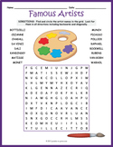 FAMOUS ARTISTS Word Search Puzzle Worksheet (2nd 3rd 4th 5